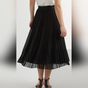 Quince Elegant Black Pleated Midi Skirt Size XS